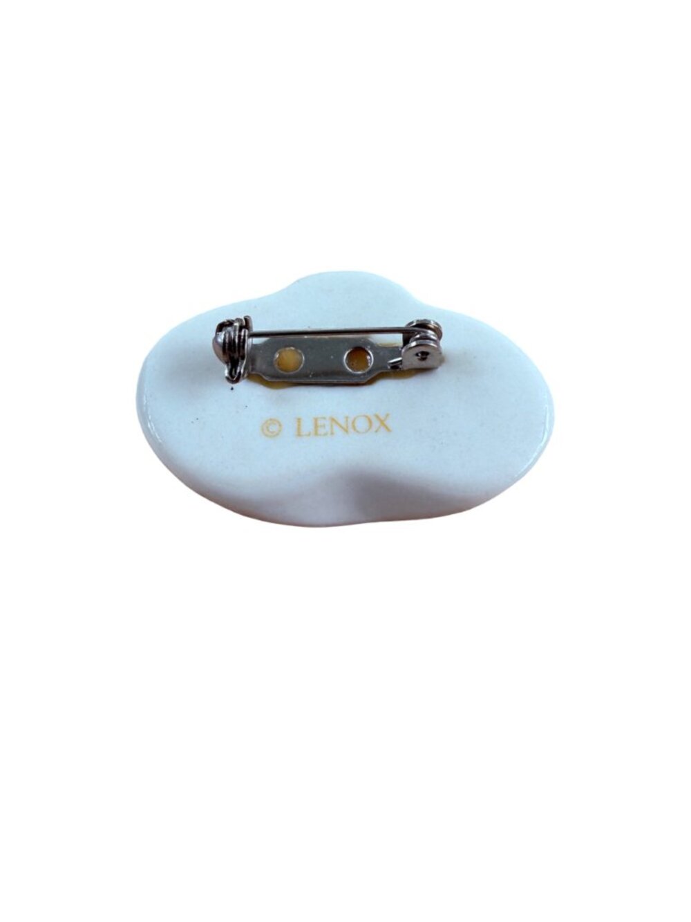 Vintage Lenox Porcelain Hat Brooch Ivory Sun Bonnet Rhinestone Bow Pin Cottage - Picture 9 of 9